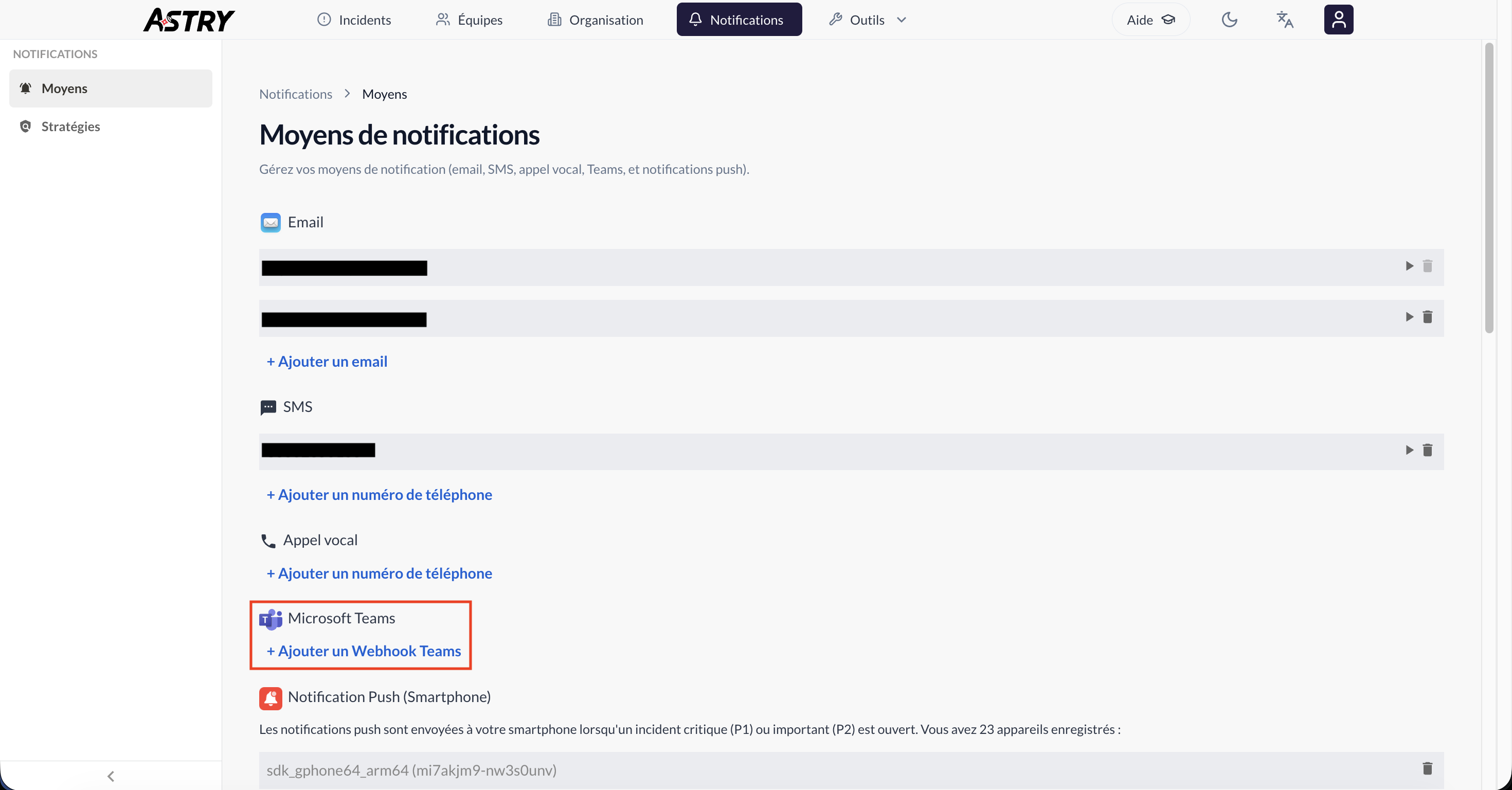 Ajouter un Webhook Teams
