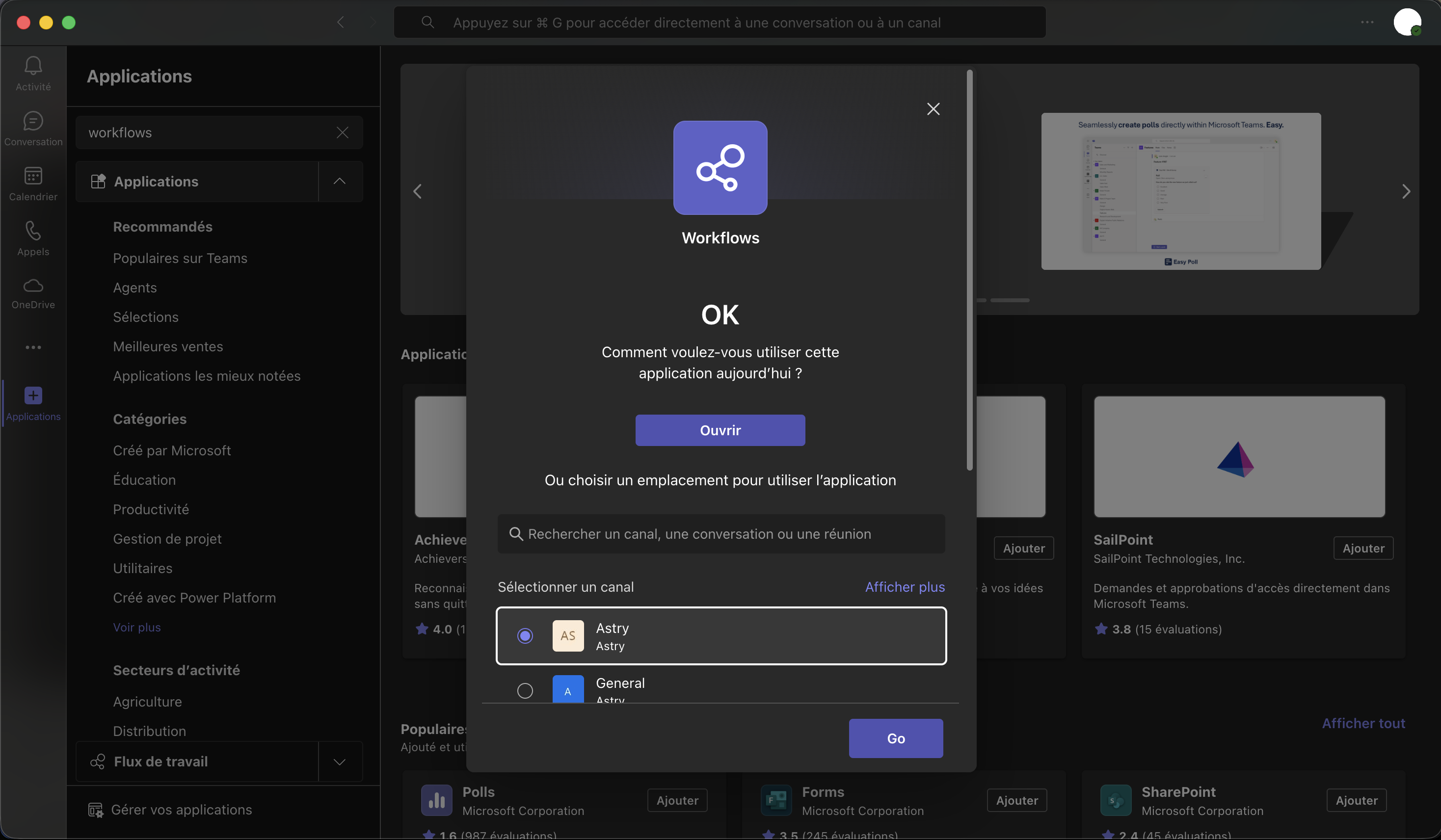 Choix du canal/conversation
